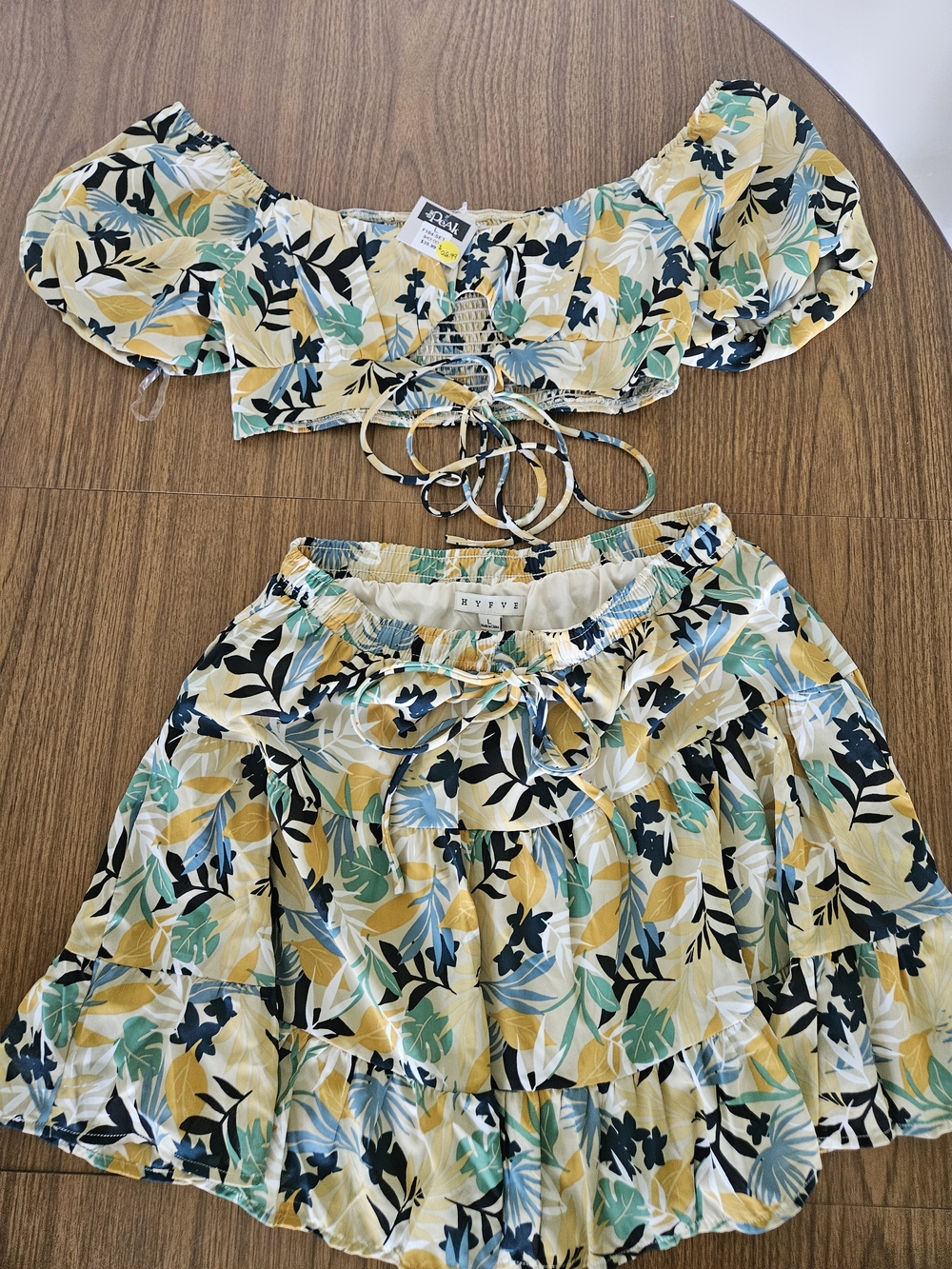 HYFVE Floral Off-Shoulder Crop Top And Skirt Set